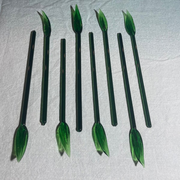 Glass Swizzle Sticks - Leaves