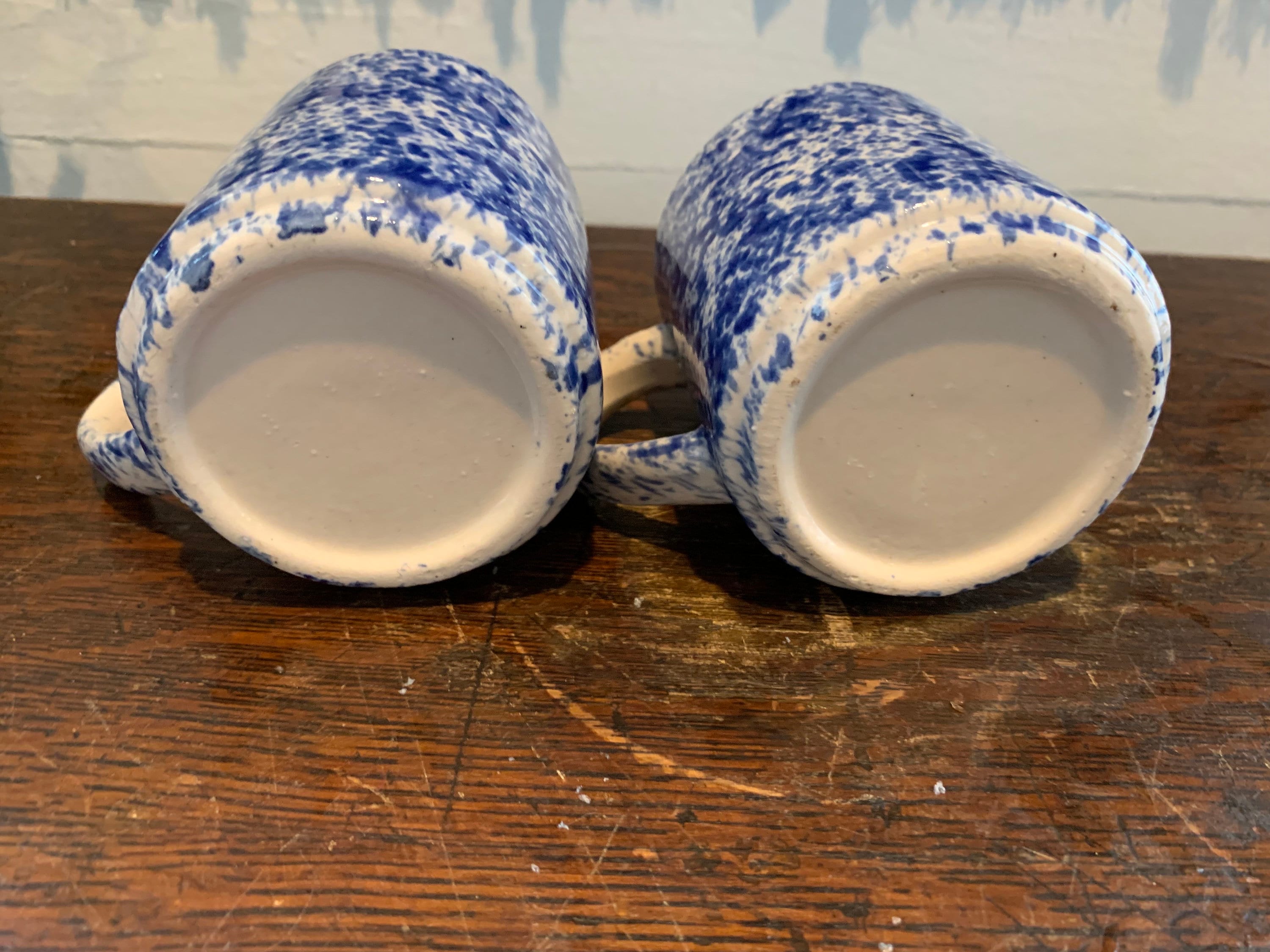Vintage Blue Spatterware Ceramic Mugs, Salt and Pepper Shakers, Creamer ...