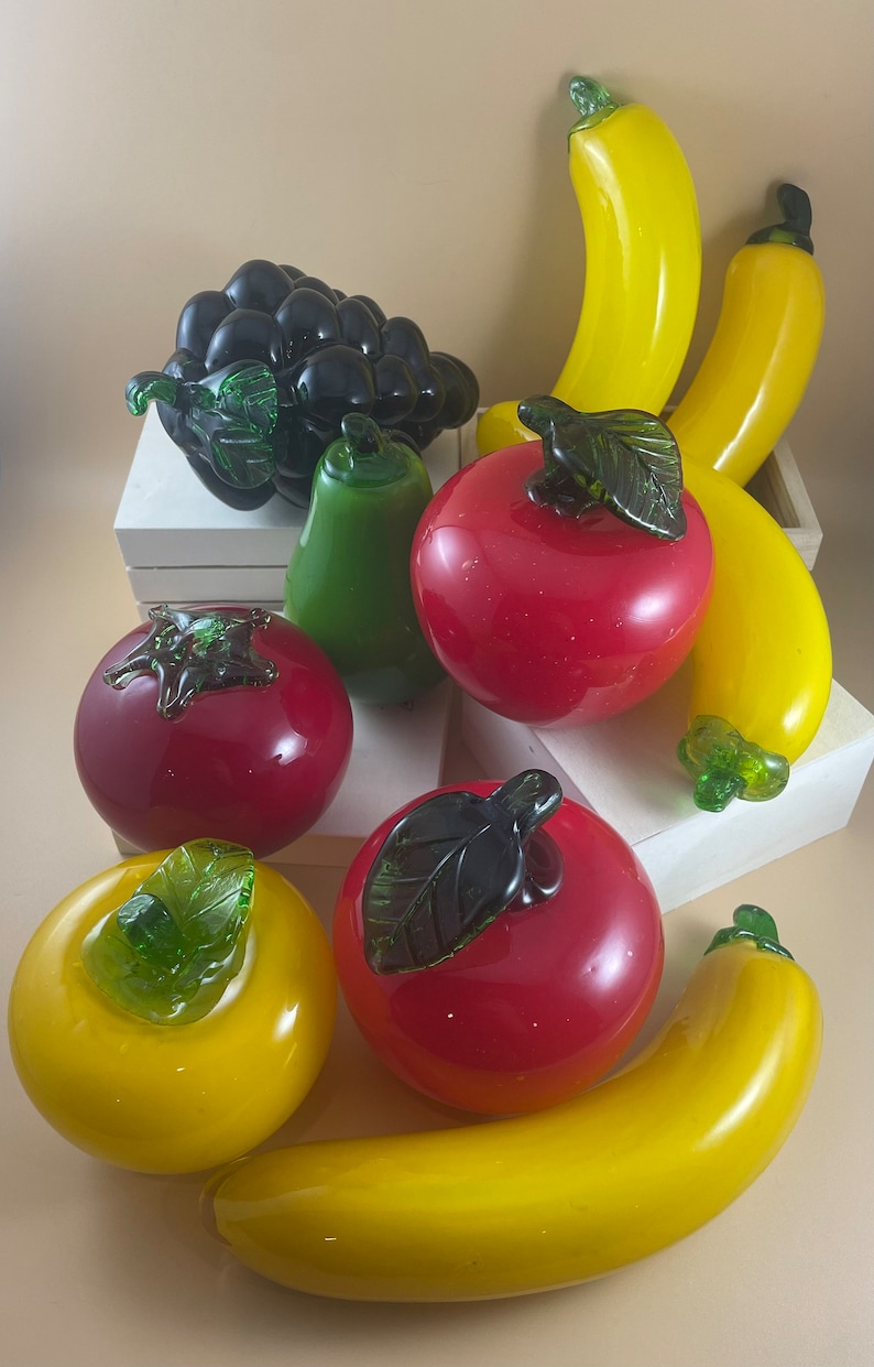 Vintage Glass Fruit Apples Bananas Pear Tomato Grapes Etsy