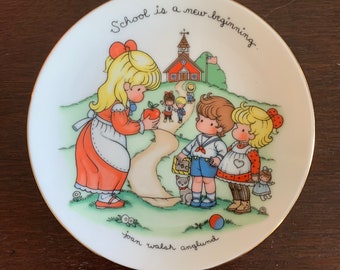 Vintage Joan Walsh Anglund Avon 5” Porcelain Plate - School is a New Beginning 1986