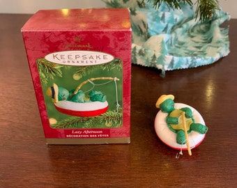 Hallmark Fishing Turtle “Lazy Afternoon” Keepsake Vintage Christmas Ornament - 2001 - John Collin Francis