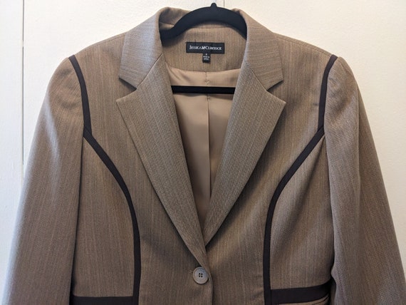 Vtg Jessica McClintock Womens Suit Blazer Beige B… - image 3