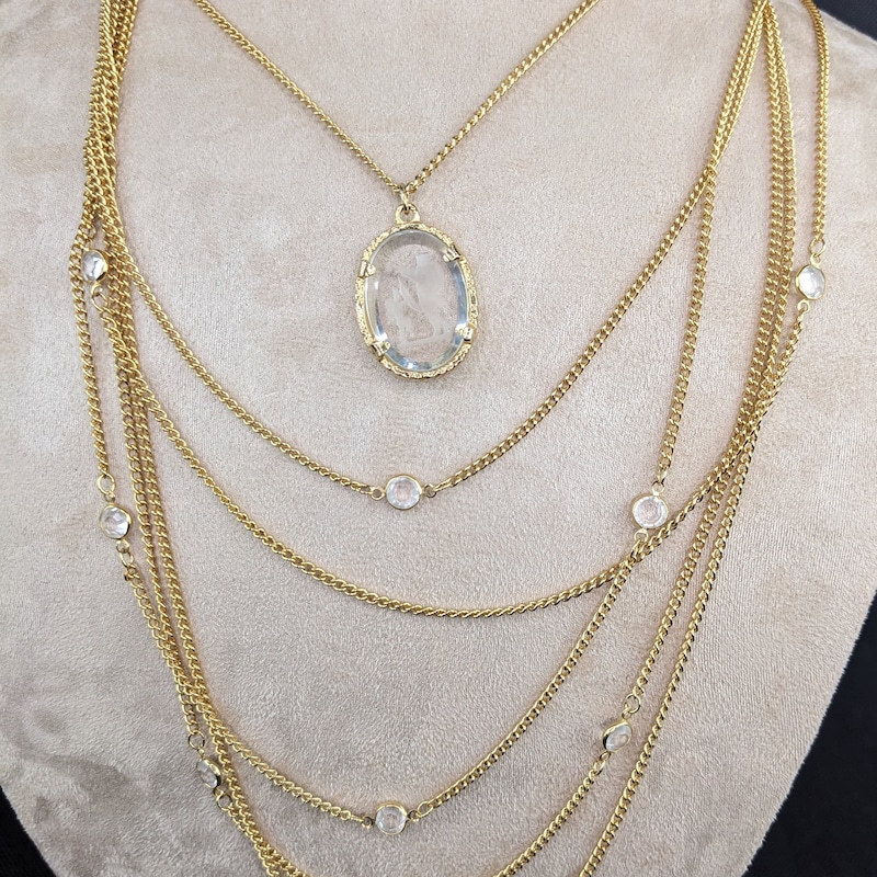 MULTI CHAIN & CRYSTAL NECKLACE main image 0