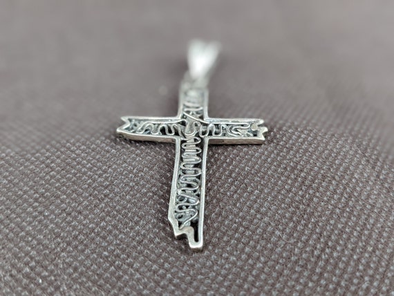 Sterling Silver Ornate Cross Open Scroll Floral B… - image 6