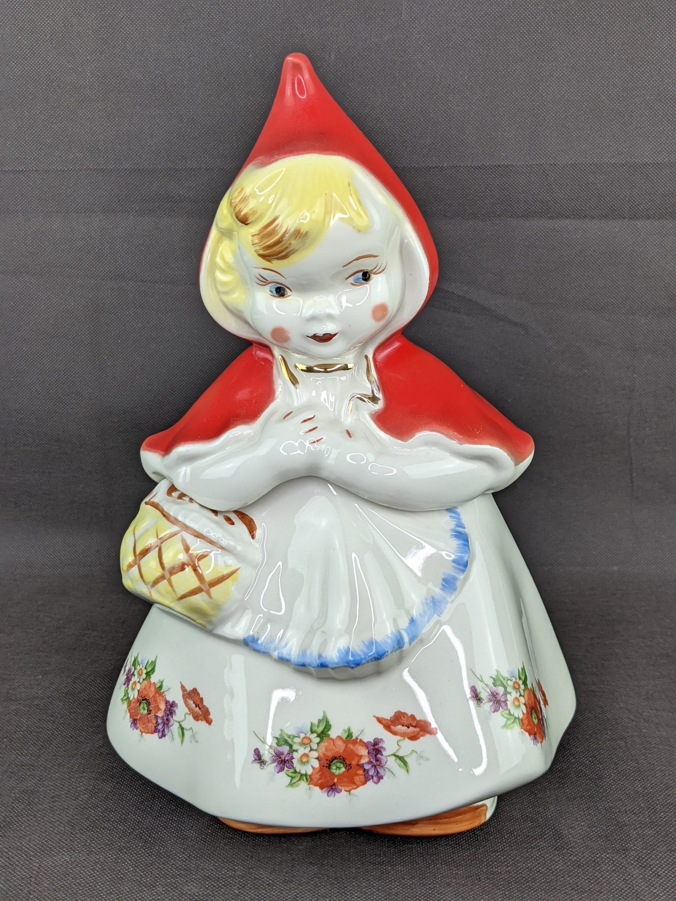 Vintage HULL Little Red Riding Hood Floral Ceramic Cookie