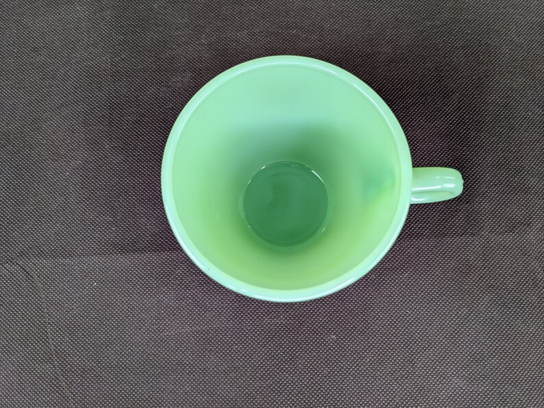 Vintage JADEITE Fire King Green Glass Coffee Mug Teacup, O Ring Handle