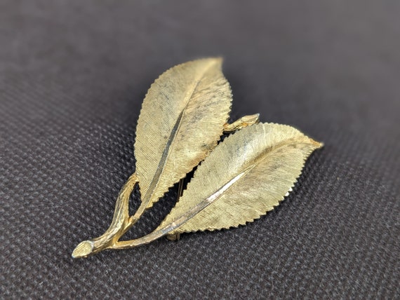 Vtg BSK Gold Tone Double Leaf Fern Tree Branch Au… - image 6