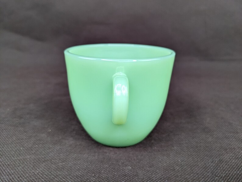 Vintage JADEITE Fire King Green Glass Coffee Mug Teacup, O Ring Handle