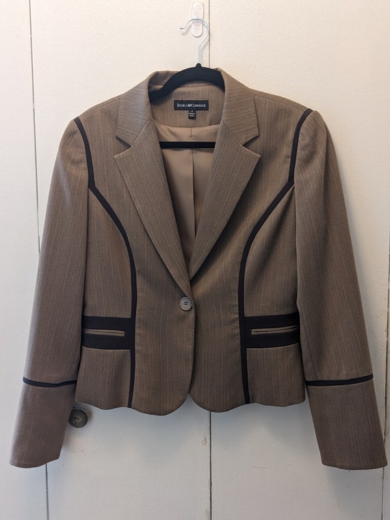 Vtg Jessica McClintock Womens Suit Blazer Beige B… - image 1