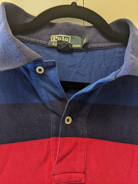 Vtg 90s POLO by Ralph Lauren Rainbow Blue Orange Striped Vtg 90s POLO by Ralph Lauren Rainbow Blue Orange Striped