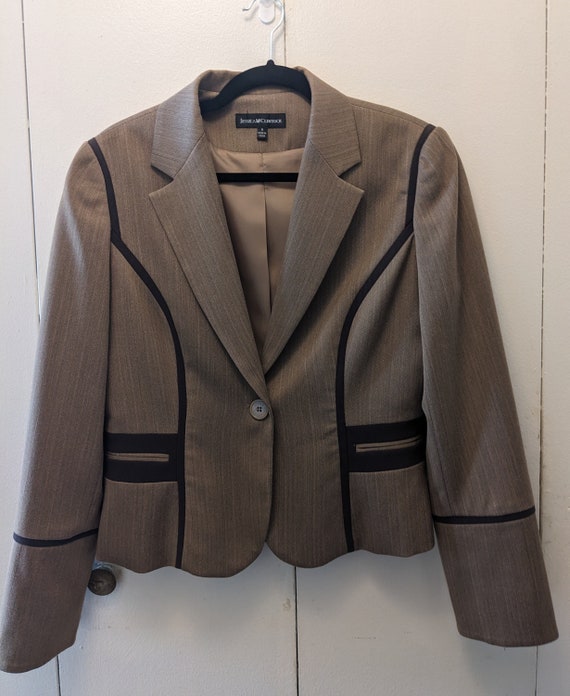 Vtg Jessica McClintock Womens Suit Blazer Beige B… - image 2