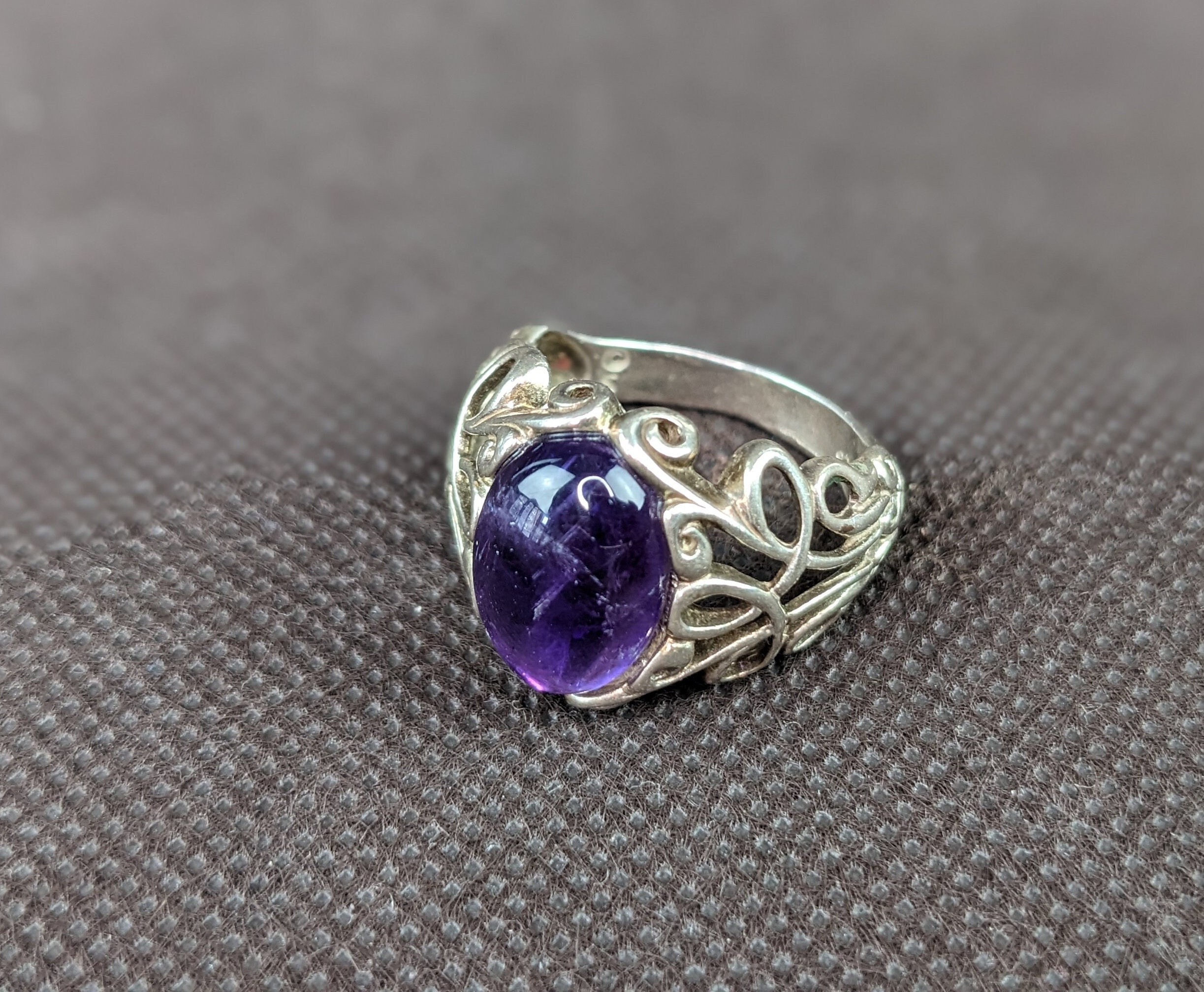 Larimar Ring Atlantis Stone Sterling Silver Wave Scroll Filigree Design Larimar Ring Atlantis Stone Sterling Silver Wave Scroll Filigree Design