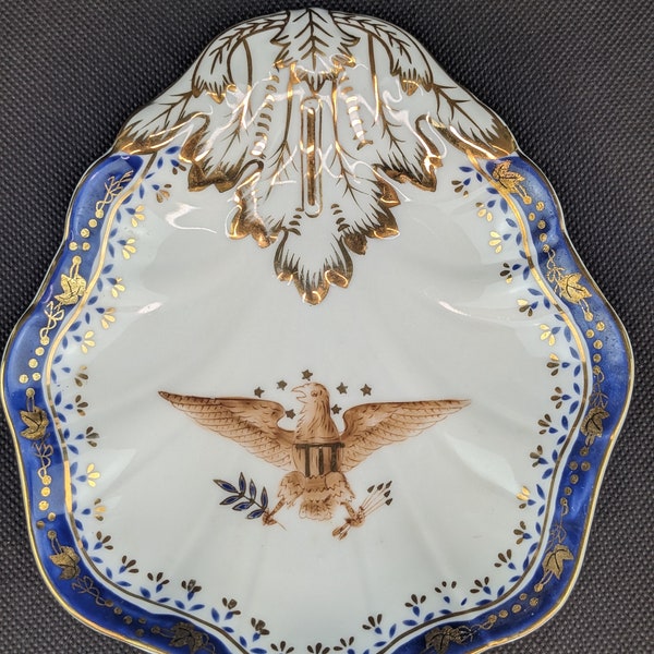 Vtg Andrea by Sadek American Eagle Bird Presidential Blue Gold USA Plate 7441