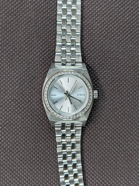 Womens NIXON The Small Time Teller Watch Silver To