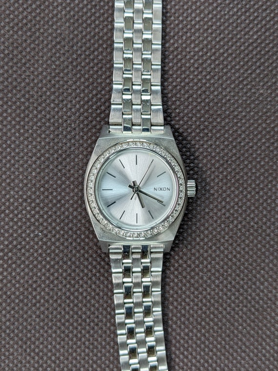 Womens NIXON The Small Time Teller Watch Silver To