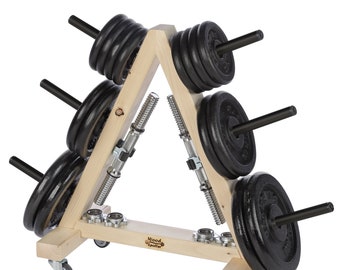 Wood Spotter WS-2, weight plate stand, dumbbell tree, plate holder: 25 mm, loadable up to 100kg, 6 bars, handmade in Germany