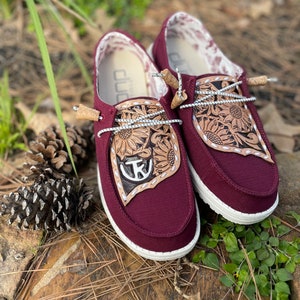 Custom Tooled Leather HeyDudes Half Tops