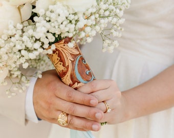 Tooled Leather Bouquet Wrap