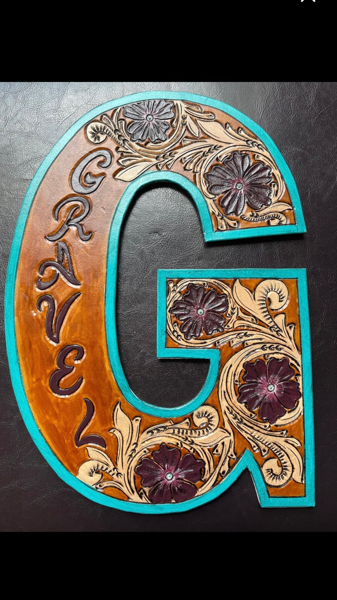 Western Tooled Leather Letter - Etsy