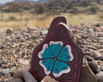 Flower Leather Keychain