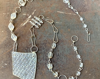Mudlarking Necklace, Antique Clear Glass Beads, Handmade Soldered Chain, by Elizabeth Rosen