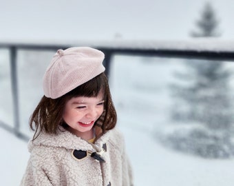 Adorable Soft Baby Toddler Knit French Beret, Cream, Lavender, Pink, Red, Beige, Tan, Pastel Yellow. Fashionable Gift for kids