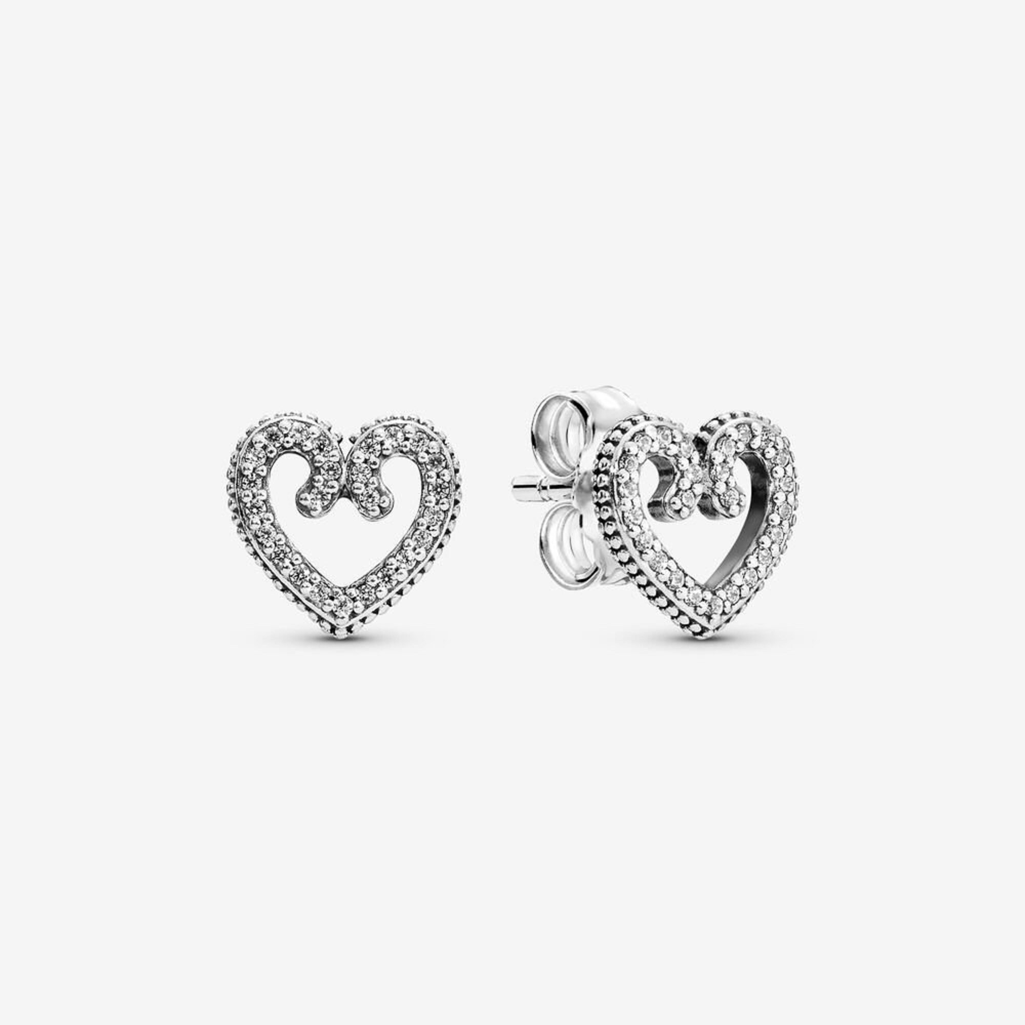 Pandora Heart Swirl Stud Earrings New 