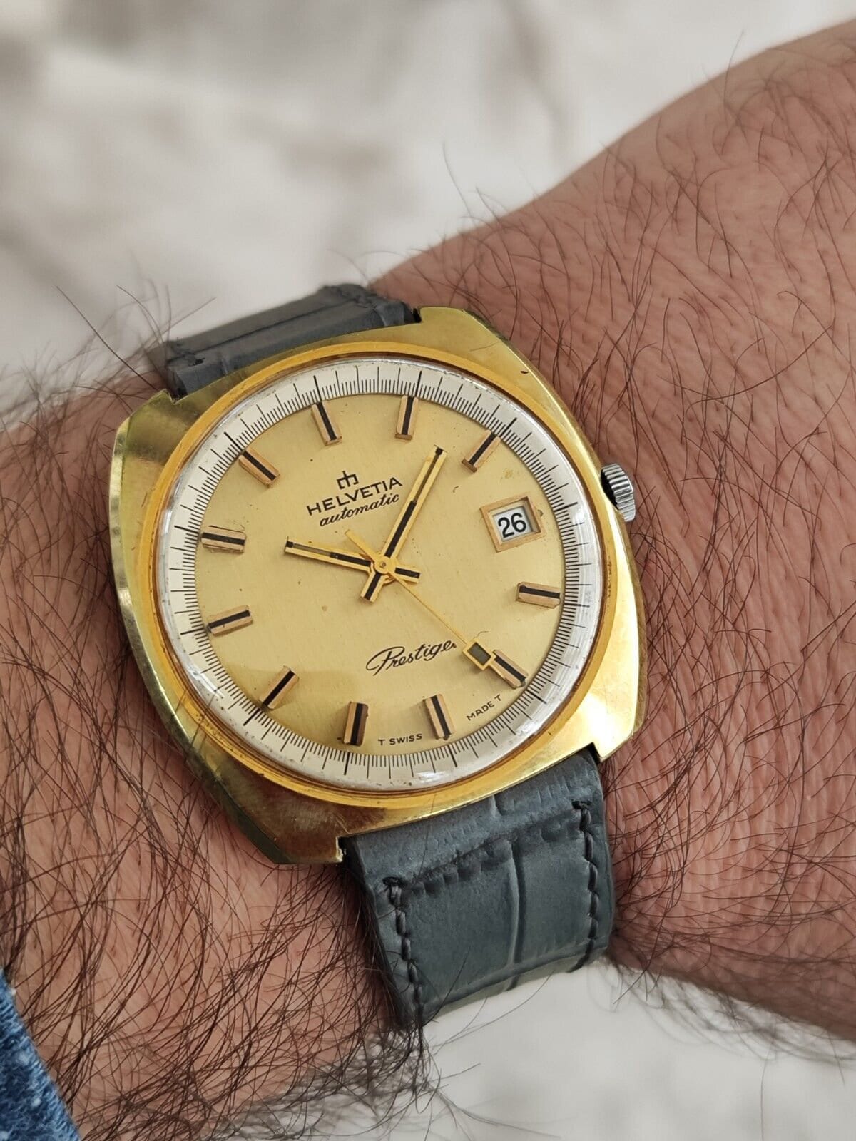 Helvetia Prestige Vintage Automatic Watch for Men Gold Plated Swiss Made Etsy Denmark