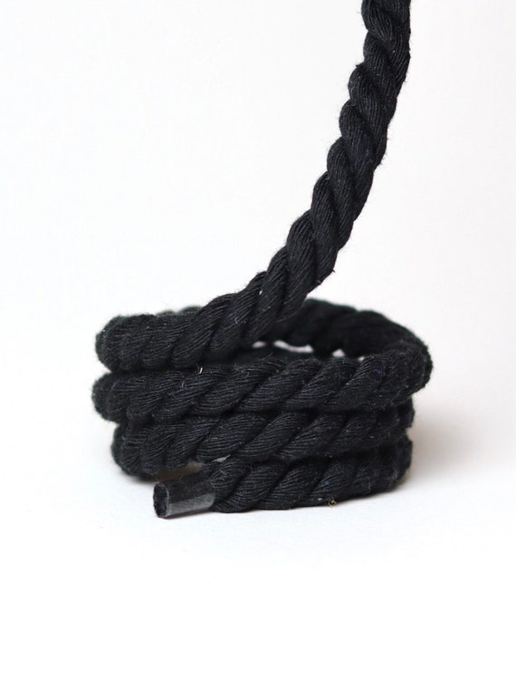 Chunky Custom Rope Laces 10mm Black, Funny DIY Natural Texture