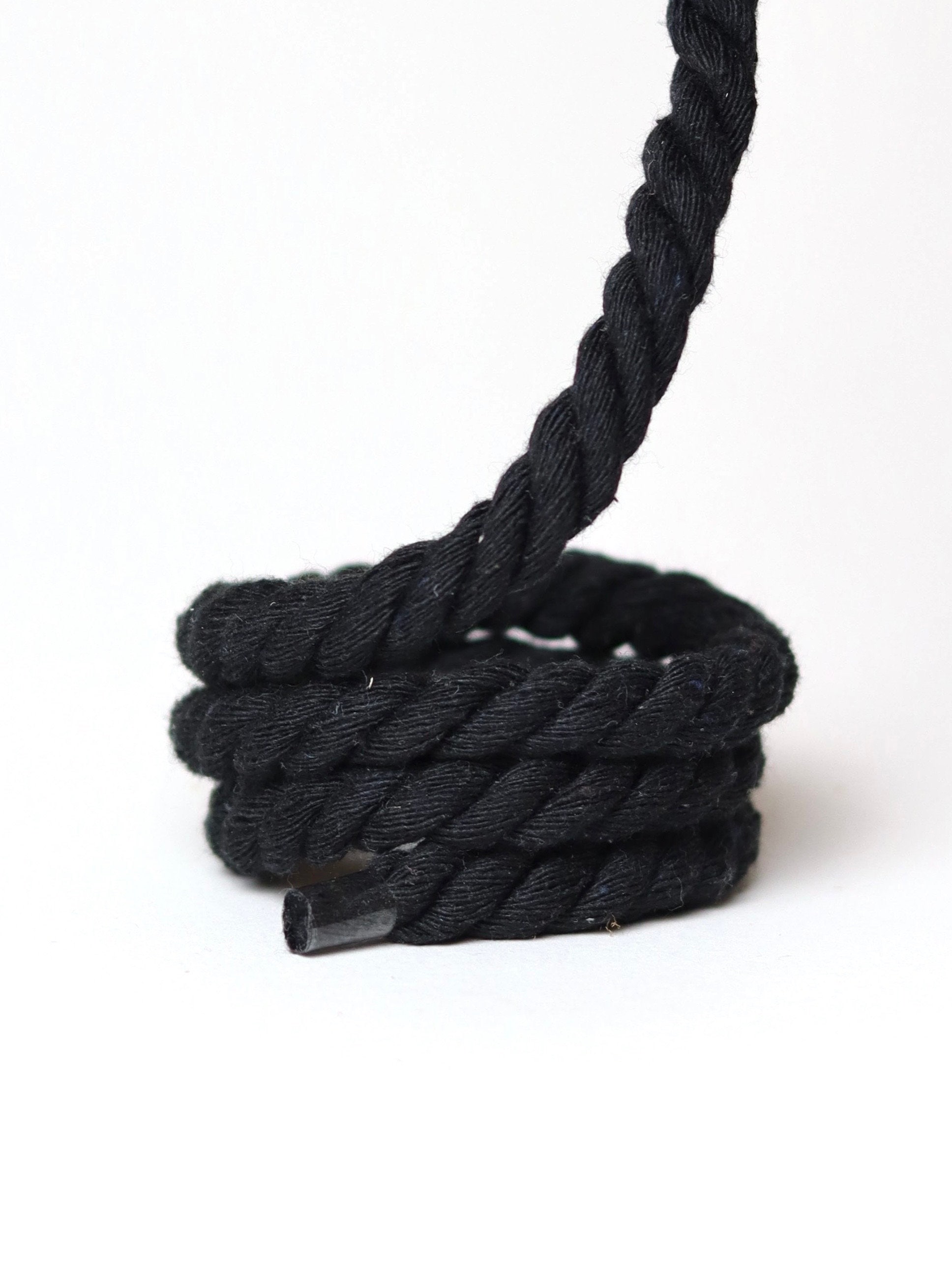 Chunky Custom Rope Laces 10mm Black, Funny DIY Natural Texture Shoelaces,  Thick Twisted Shoe Laces, Cotton Round Laces, Sneakers Laces 