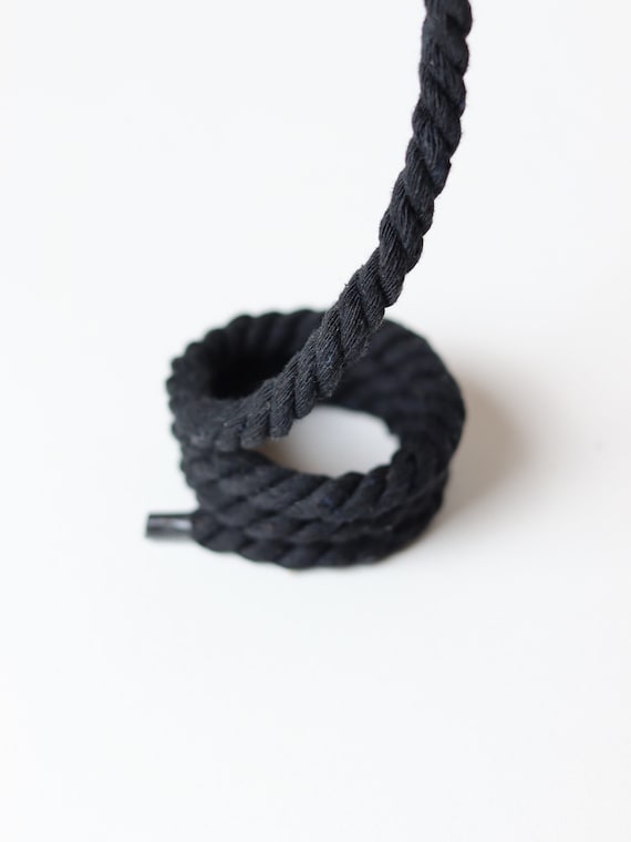  Chunky Laces Black with Black Aglets Natural Cotton