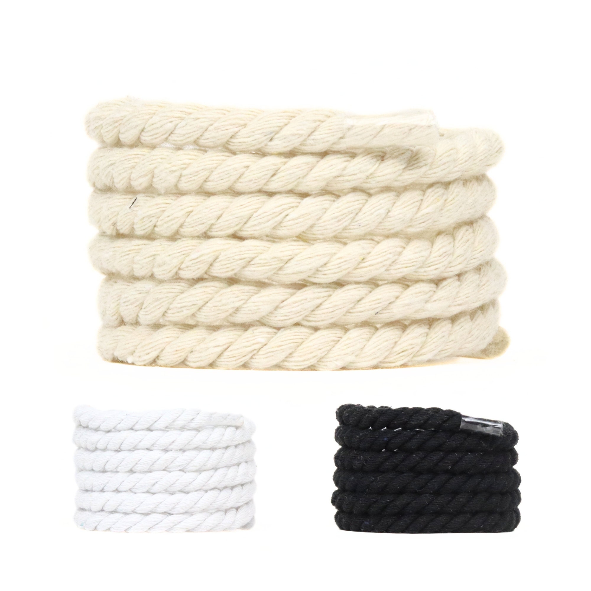  Chunky Laces White with White Aglets Natural Cotton Rope  Shoelaces, 14mm Thick, 160cm Length for Air Force 1, Boot Laces, Elastic  Laces, Ideal Thick Rope for Sneakers, Jordan shoes, Dunks 