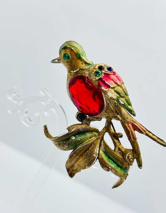 Early celluloid bird brooch