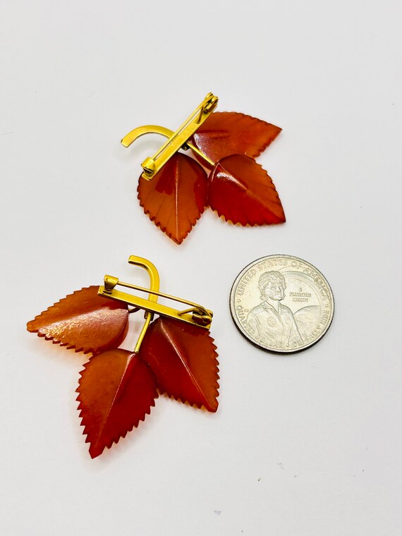 Pair of amber brooch - image 4