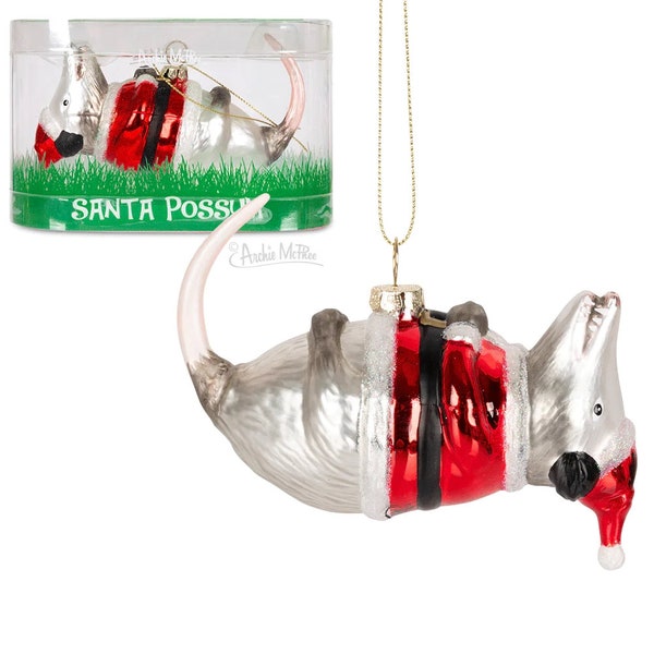 Hand Blown Glass Santa Possum Christmas Ornament Weird!