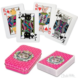 KITTY CAT playing cards w/Decorative Tin Great for the Cat Lover, Can be personalized