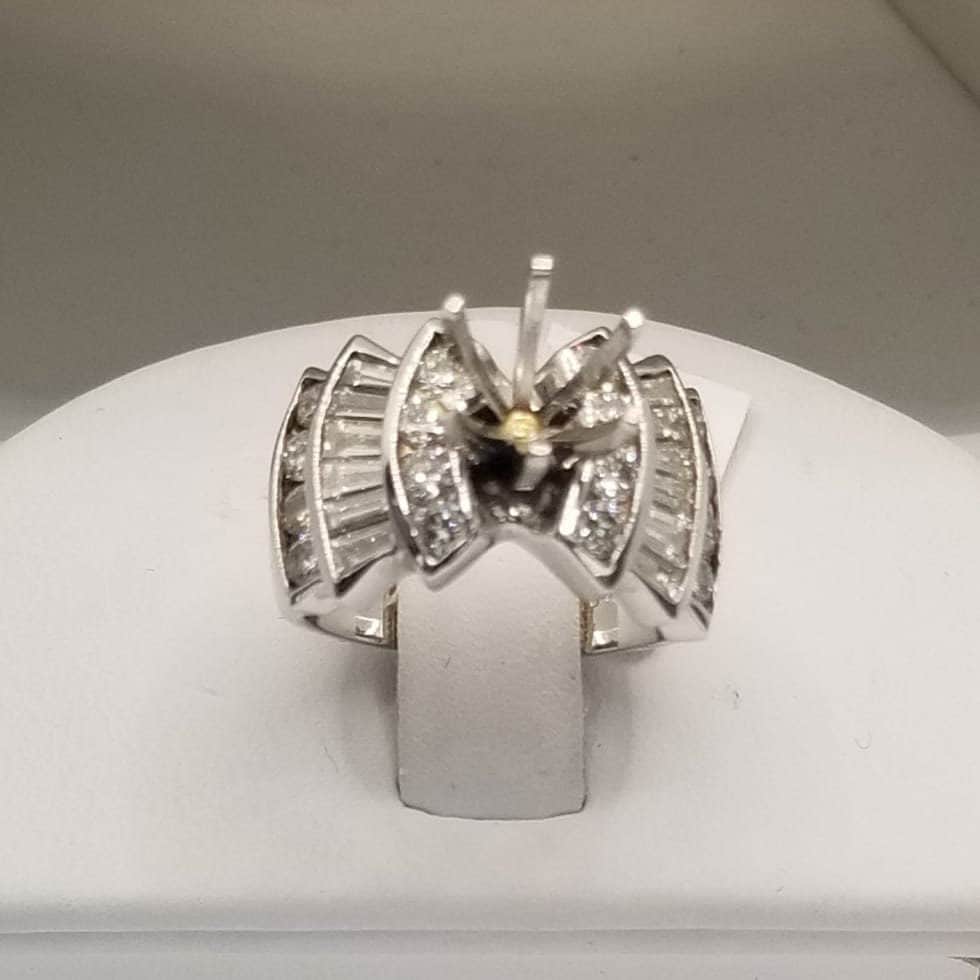 14 Karat White Gold Art Deco Diamond Engagement Ring Setting 2.15 ...