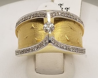 14 Karat Yellow Gold Floating Diamond Ring .76 Carats