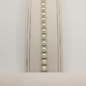 14 Karat White Gold Vintage Diamond & Pearl Bracelet with .54 Carats