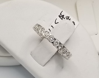 14 Karat White Gold Diamond Infinity Wedding Band Ring 1.50 Carats