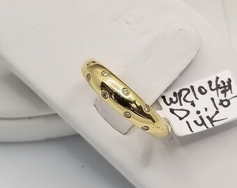 Anillo de banda de boda de diamantes de oro amarillo de 14 quilates de oro amarillo .10 quilates