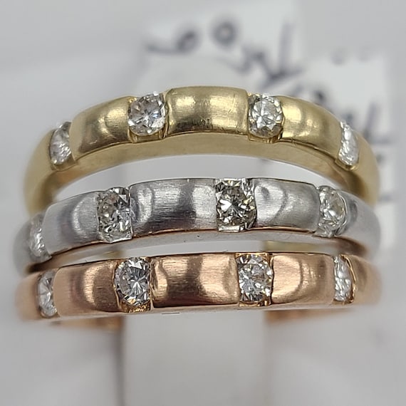 14 Karat Yellow Rose White Gold Stackable Rings Carats