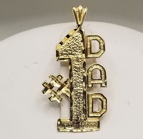 14 Karat Yellow Gold #1 Number One Dad Pendant for Necklace