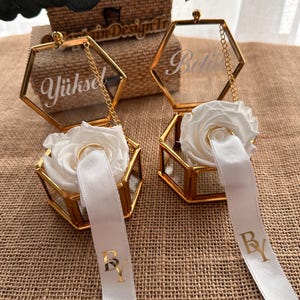 Glass Ring Box and Shocked Rose  / Söz Tepsisi Dekoru / Engagement Ring Box / Jewellery Box / Kız evi naz evi / Kız İsteme Merasimi