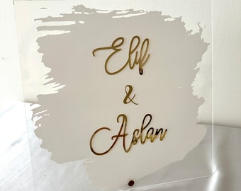 Personalized Sign - Söz/Nişan / Düğün Masa Süsü - Custom Acrylic Board - Girl's House Door - Welcome Sign - Reception Board - Name Stand