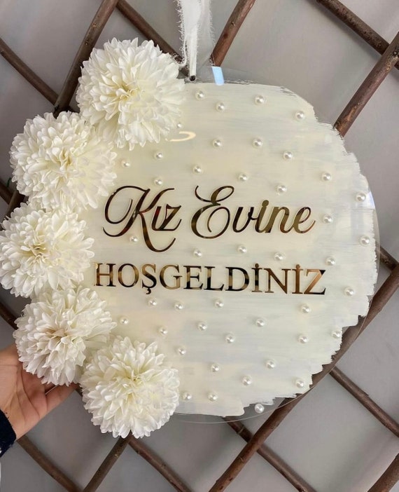Personalized Sign - Söz/Nişan / Düğün Masa Süsü - Custom Acrylic Board - Girl's House Door - Welcome Sign - Reception Board - Name Stand