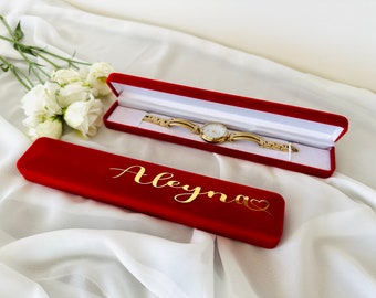 Personalisierte Accessoire-Box - Armband-Box - Schmuckschatulle-Geschenk für Frauen-Samt-Box-Uhr-Box-Brautjungfer Geschenkbox-Brautzubehör-Box