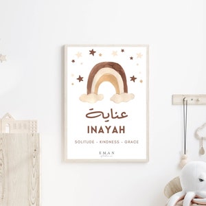 Baby Islamic Design Print | Personalised Baby Kids Room Prints | Custom Name and Definition | Aqiqah Gift