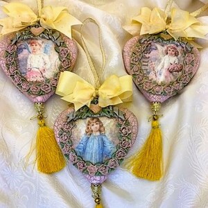 Handcrafted Shabby Chic Vintage Style Christmas Angel Heart Christmas ...