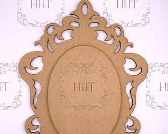 Laser Cut MDF Unfinished DIY Craft Blank, Vintage Style Plaque Panel Base